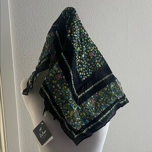 Echo Black Scarf with Vibrant Floral Design